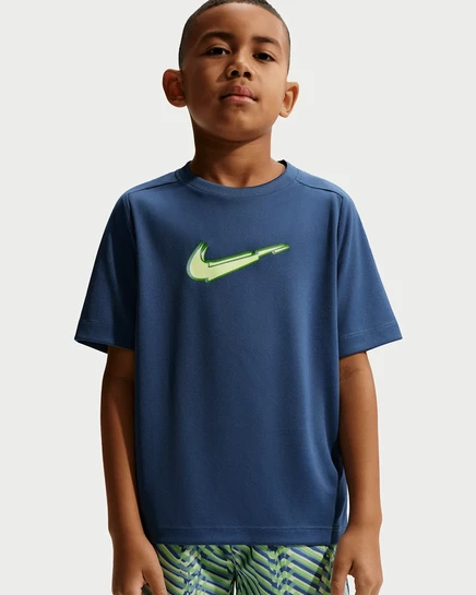 Детская футболка Nike Dri-FIT для тренировок, тёмно-синяя/белая