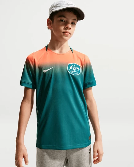 Детская майка Nike Australia 2026, зеленая/оранжевая