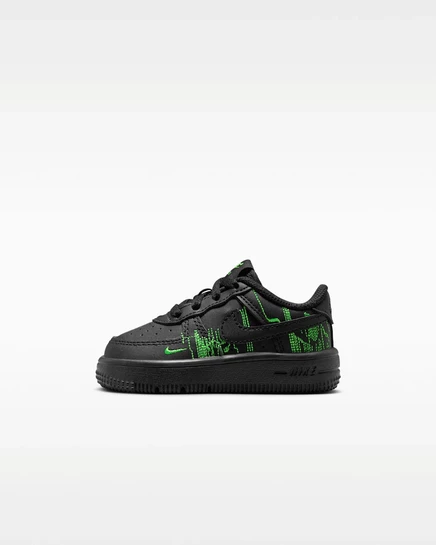 Детские кеды Nike Force 1 Low LV8 3, черные/зеленые/ярко-фиолетовые