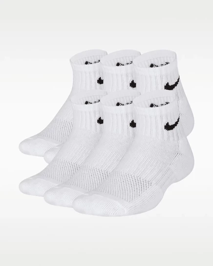 Детские носки Nike Everyday с подкладкой до щиколоток (6 пар) белый/черный