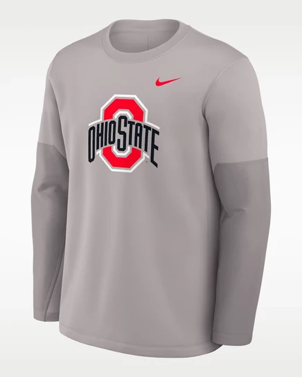 Мужская футболка Nike Therma-FIT Ohio State Sideline с длинным рукавом, серая