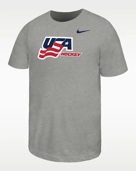 Мальчиковая хоккейная футболка Nike Team USA, в темно-сером меланже