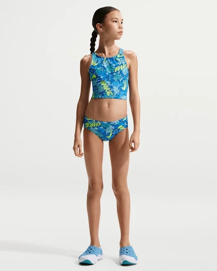 Детский купальный комплект Nike Spiderback Midkini, голубой