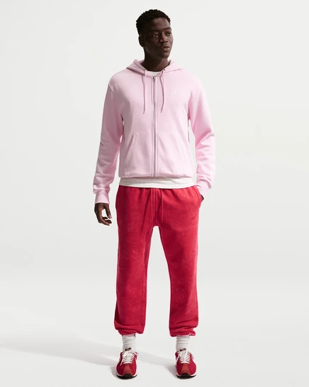 Мужские флисовые брюки Nike Sportswear Club с манжетами и эффектом потертости, красные