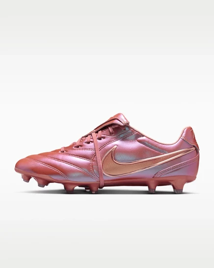 Футбольные бутсы Nike Tiempo Ligera Pro с низким берцем на твердой подошве, металлик красная бронза / металлик розовое золото