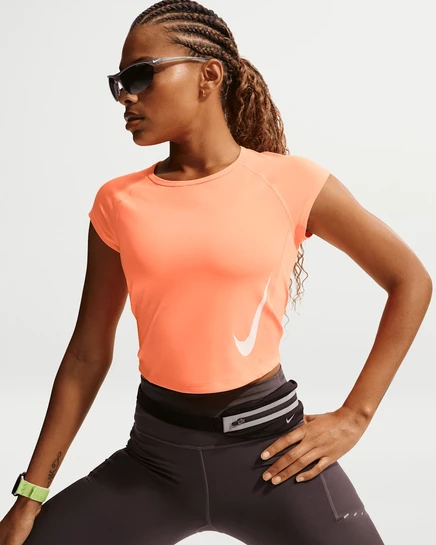 Женский топ Nike Tempo Swoosh, оранжево-серо-белый