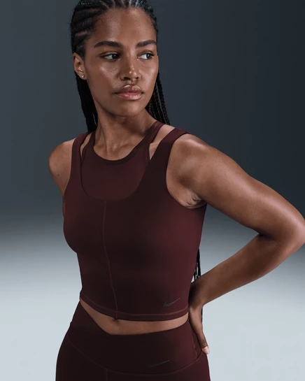 Женский укороченный топ Nike One Fitted Dri-FIT, бордовый