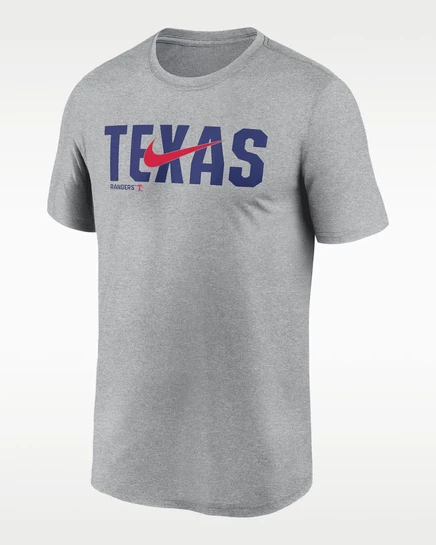 Мужская футболка Nike Swoosh Legend Texas Rangers, серый меланж