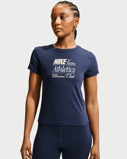 Женская укороченная футболка Nike Sportswear Chill Knit, темно-синяя