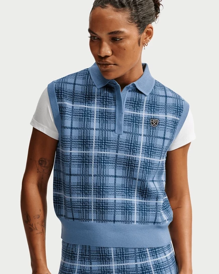 Женский жилет Nike Fairway Fresh в клетку, синий/белый