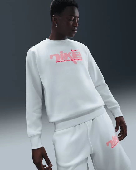 Мужской свитшот Nike Sportswear Club флисовый, белый/ярко-малиновый