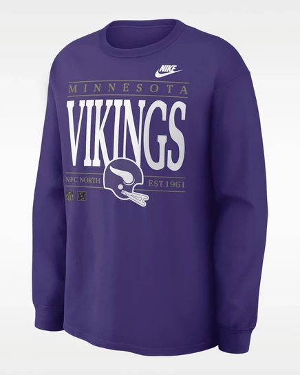 Мужской лонгслив Nike Vikings Rewind, фиолетовый