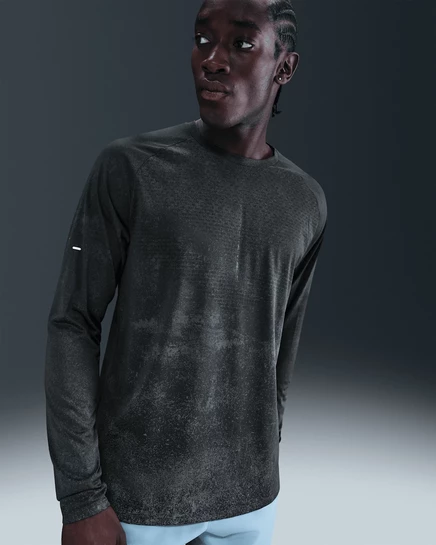 Мужской лонгслив Nike Stride с отражателями, тёмно-серый