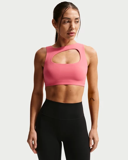 Женский бюстгальтер Nike Zenvy легкой поддержки, коралловый/белый