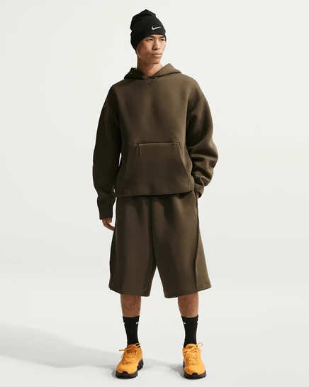 Мужские шорты Nike Tech Fleece оверсайз, темно-коричневые/черные