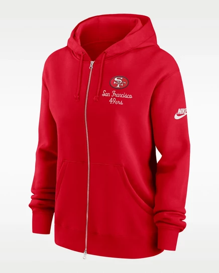 Женское худи Nike Phoenix Rewind 49ers на молнии, алая
