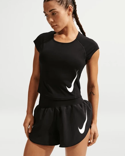 Женский топ для бега Nike Tempo Dri-FIT, черно-белый