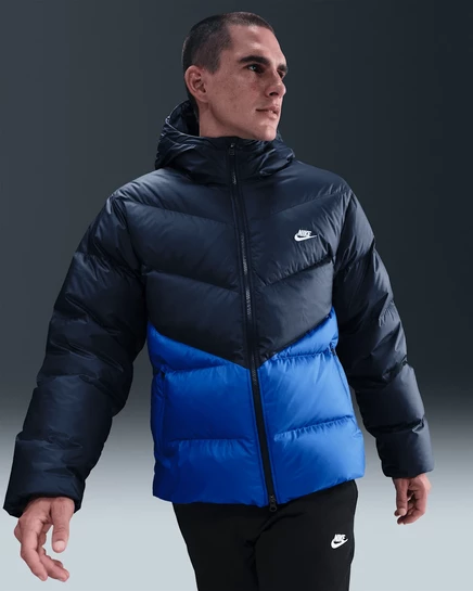 Мужской пуховик Nike Windrunner, черный/синий/белый