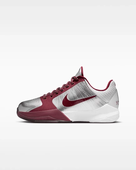 Детские кроссовки Nike Kobe V, серебристо-красные