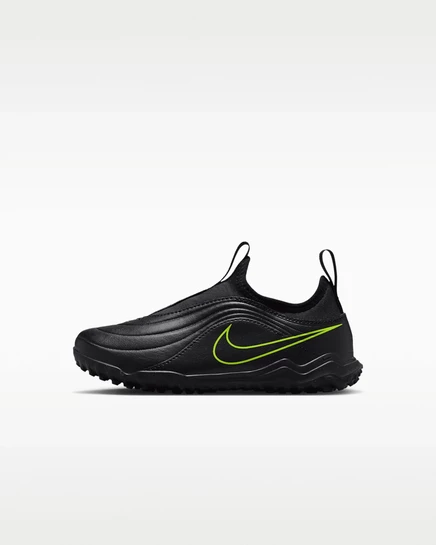 Детские высокие футбольные бутсы Nike Jr. Tiempo Maestro Flex Turf, чёрные/вольт