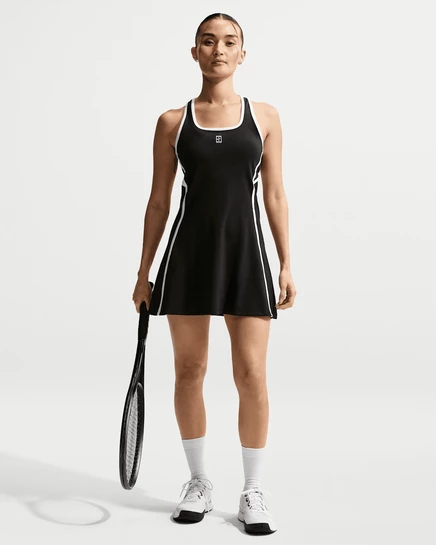 Женское теннисное платье NikeCourt Dri-FIT, черное/белое