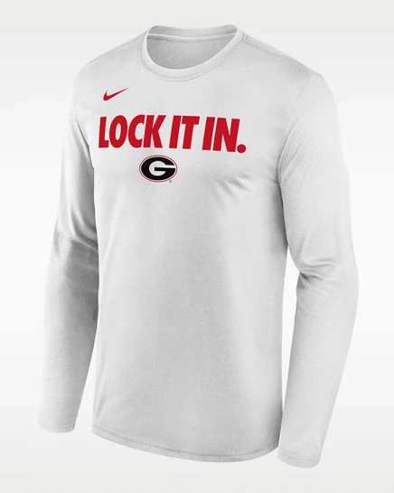 Мужская футболка с длинным рукавом nike georgia 2026 dri-fit, белая