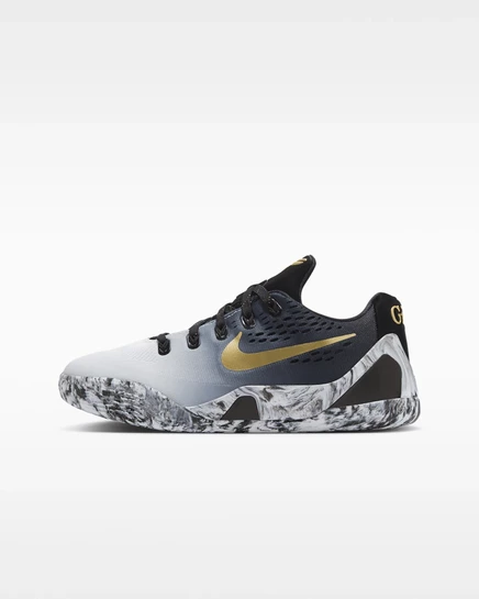 Детские кроссовки Nike Kobe IX, черно-белые с золотистым
