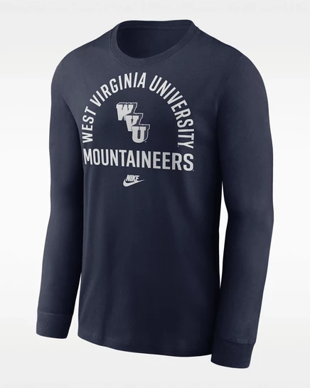Мужской лонгслив Nike West Virginia Legacy, темно-синий