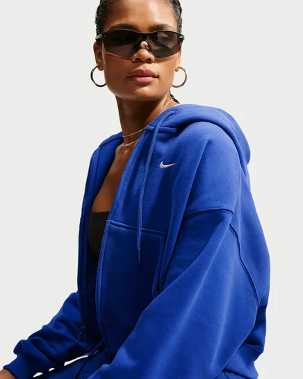 Женское худи Nike Studio Fleece, синий/кремовый