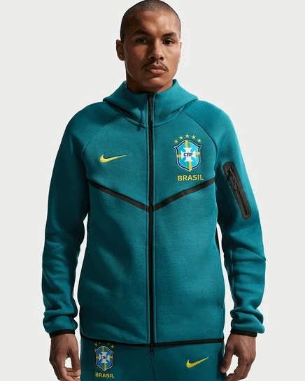 Мужская худи Nike Windrunner TechFleece Brazil, бирюзово-золотая