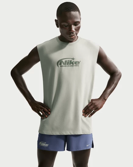 Мужская беговая майка Nike Dri-FIT, серо-зеленая