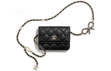 Женская поясная сумка Chanel из зернистой кожи, черная
