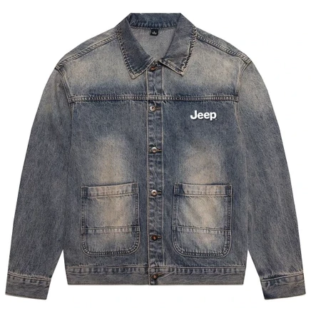 Jeep Denim Jackets Unisex Lapel Moderate Straight Fit yellow mud