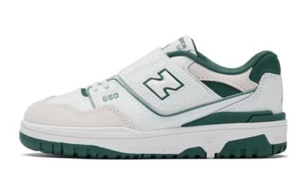 Детские кеды New Balance NB 550, бело-зеленые