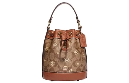 Женская мини-сумка Coach Dempsey из кожи, коричневая