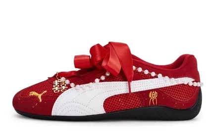 PUMA Speedcat Go REGO Hot Dog, Roller Shades Slip Resistant Abrasion Resistant Low top Casual Shoes Women's white red gold