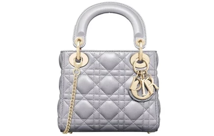 Женская сумка Dior Lady Dior Mini, овчина, молочно-серая
