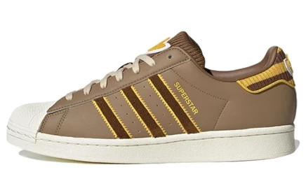 Мужские кроссовки Adidas Superstar, коричнево-бело-желтые