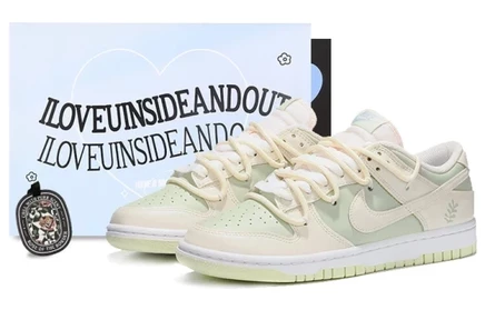 Женские кеды Nike Dunk Low Lime Ice, бежево-зеленые
