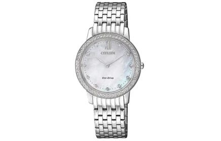 Женские часы Citizen Eco-Drive, серебристый браслет