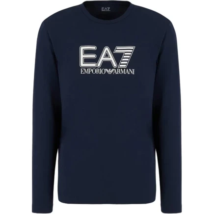 Мужская футболка Emporio Armani EA7 с длинным рукавом, синяя