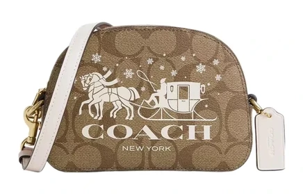 Женская мини-сумка Coach Serena, золотая/хаки/молочная