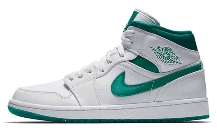Мужские кроссовки Jordan 1 Mid, бело-зеленые
