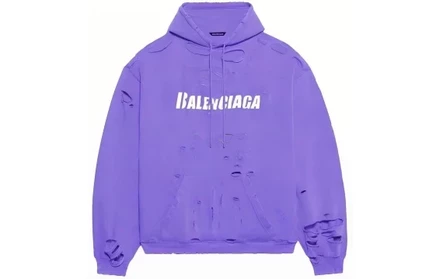 Мужское худи Balenciaga Caps Destroyed, фиолетовое