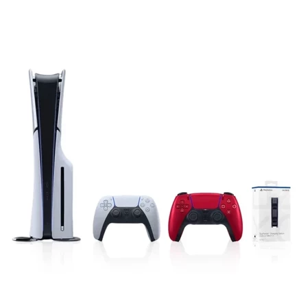 Игровая консоль Playstation PS5 Slim Lightweight slim cd drive edition+ручка volcano red + базовый комплект для зарядки