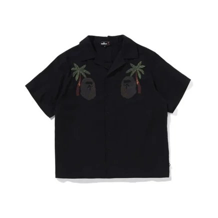 Мужская рубашка Bape с вышивкой, черная