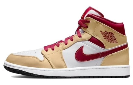 Кроссовки Jordan 1 Mid, бежево-красные