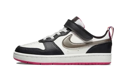 Детские кеды Nike Court Borough 2 Low, бело-черно-розовые
