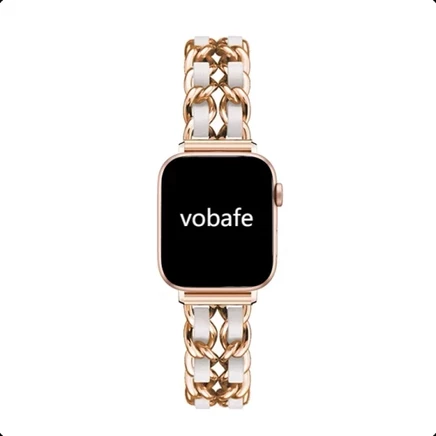 Ремешок Vobafe для Apple Watch, кожаный, розово-белый