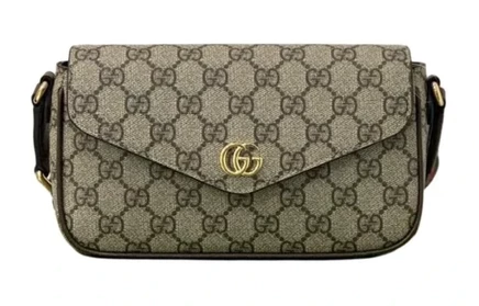 Женская мини-сумка Gucci Ophidia через плечо, коричневая